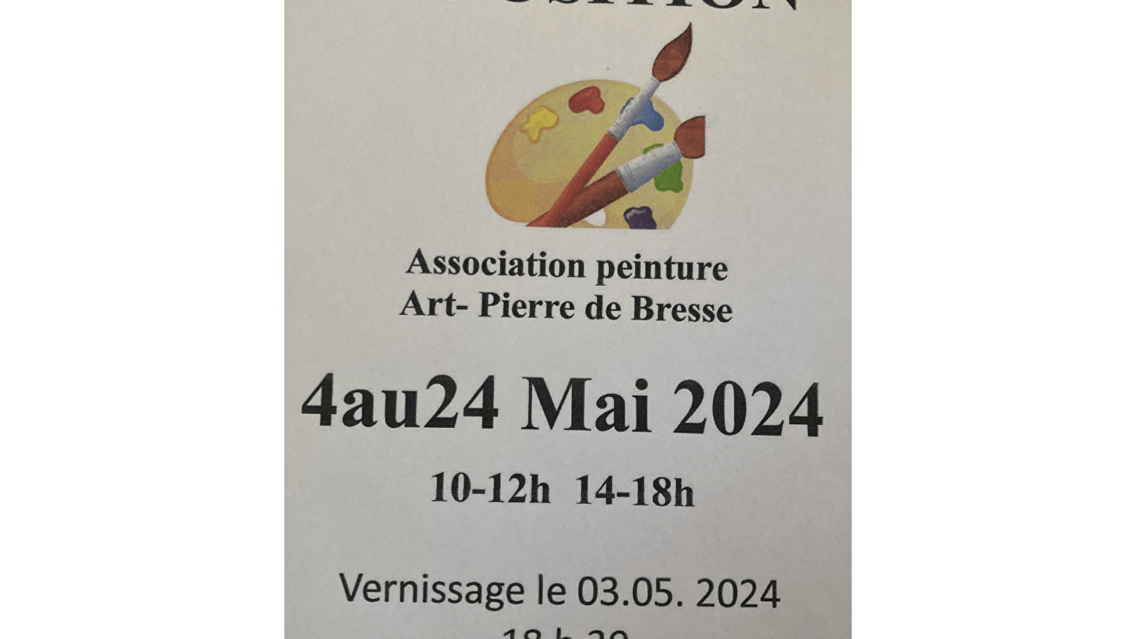 Exposition Peinture Art Du 3 au 24 mai 2024